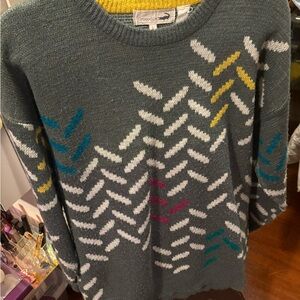 Crocodile Charcoal Gray Patterned Crewneck Sweater